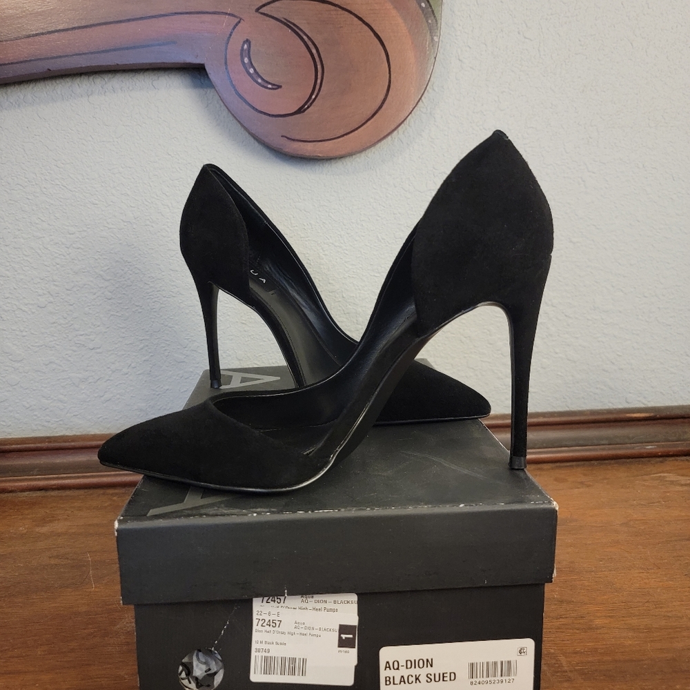 Black Suede Heels by Aqua Size 10